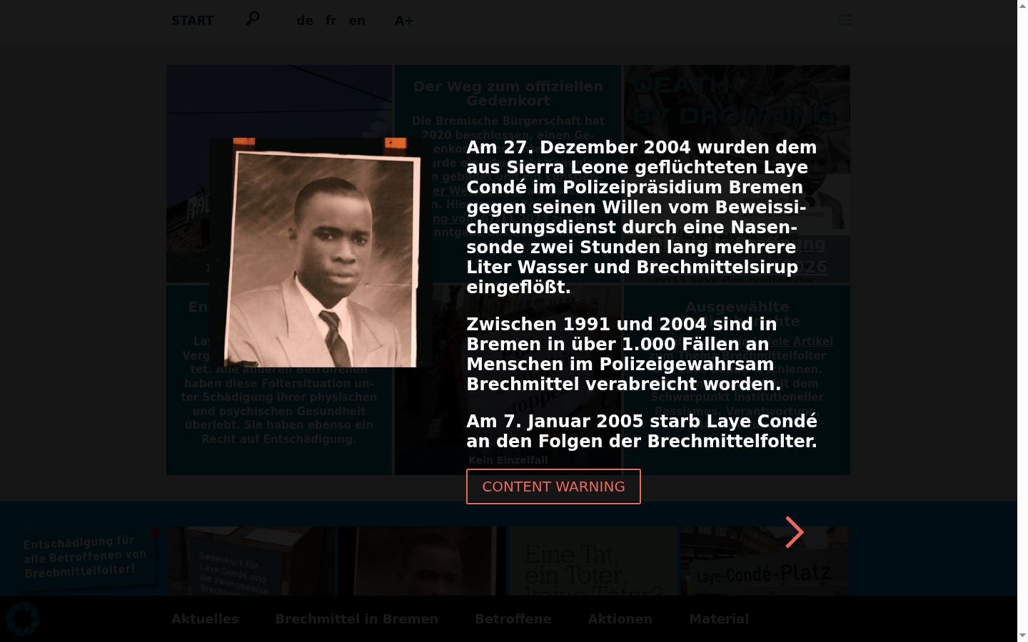 Screenshot des Einwilligungsbanners vor jeglicher Interaktion