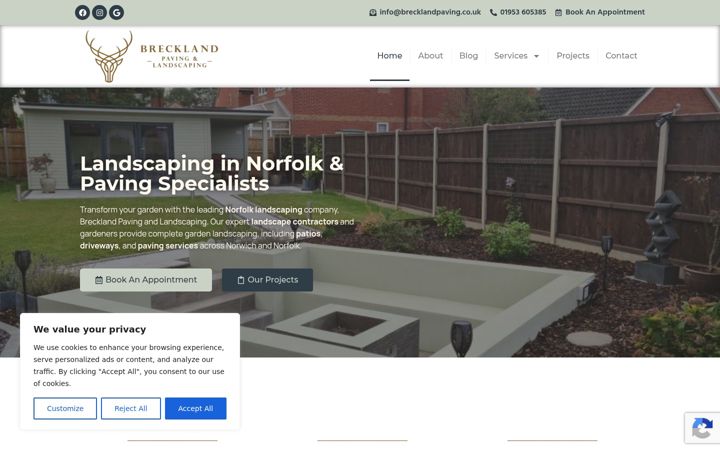 Screenshot of brecklandpaving.co.uk