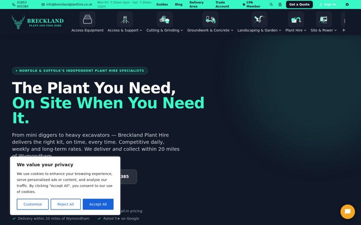 Screenshot of brecklandplanthire.co.uk