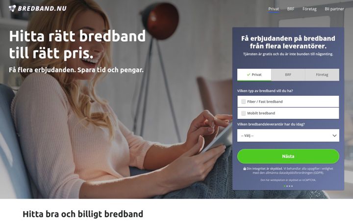 Screenshot of bredband.nu