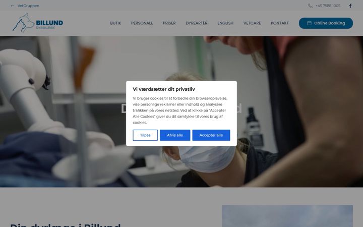 Screenshot of bredsten-jelling-billund-dyreklinik.dk