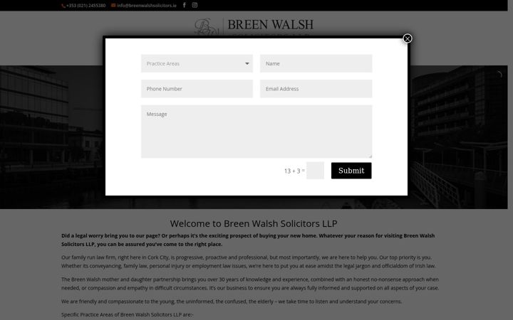 Captură de ecran a breenwalshsolicitors.ie