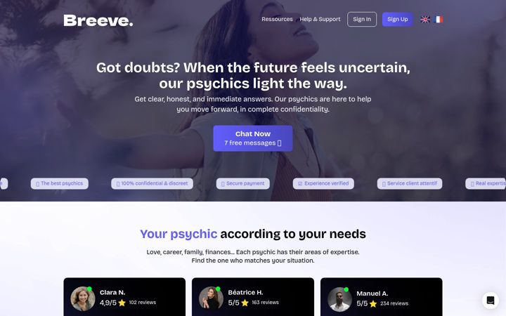 Screenshot of breeve.io