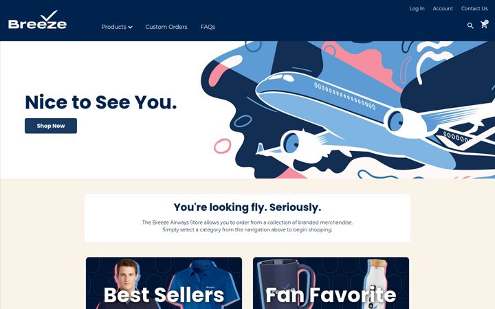 Screenshot of breezeairwaysstore.com