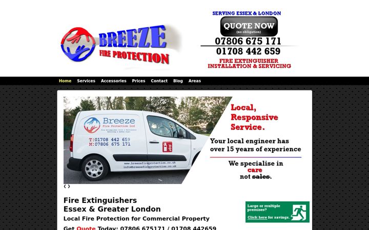 Screenshot of breezefireprotection.co.uk