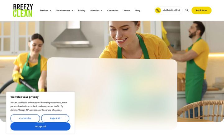 Screenshot of breezyclean.ca