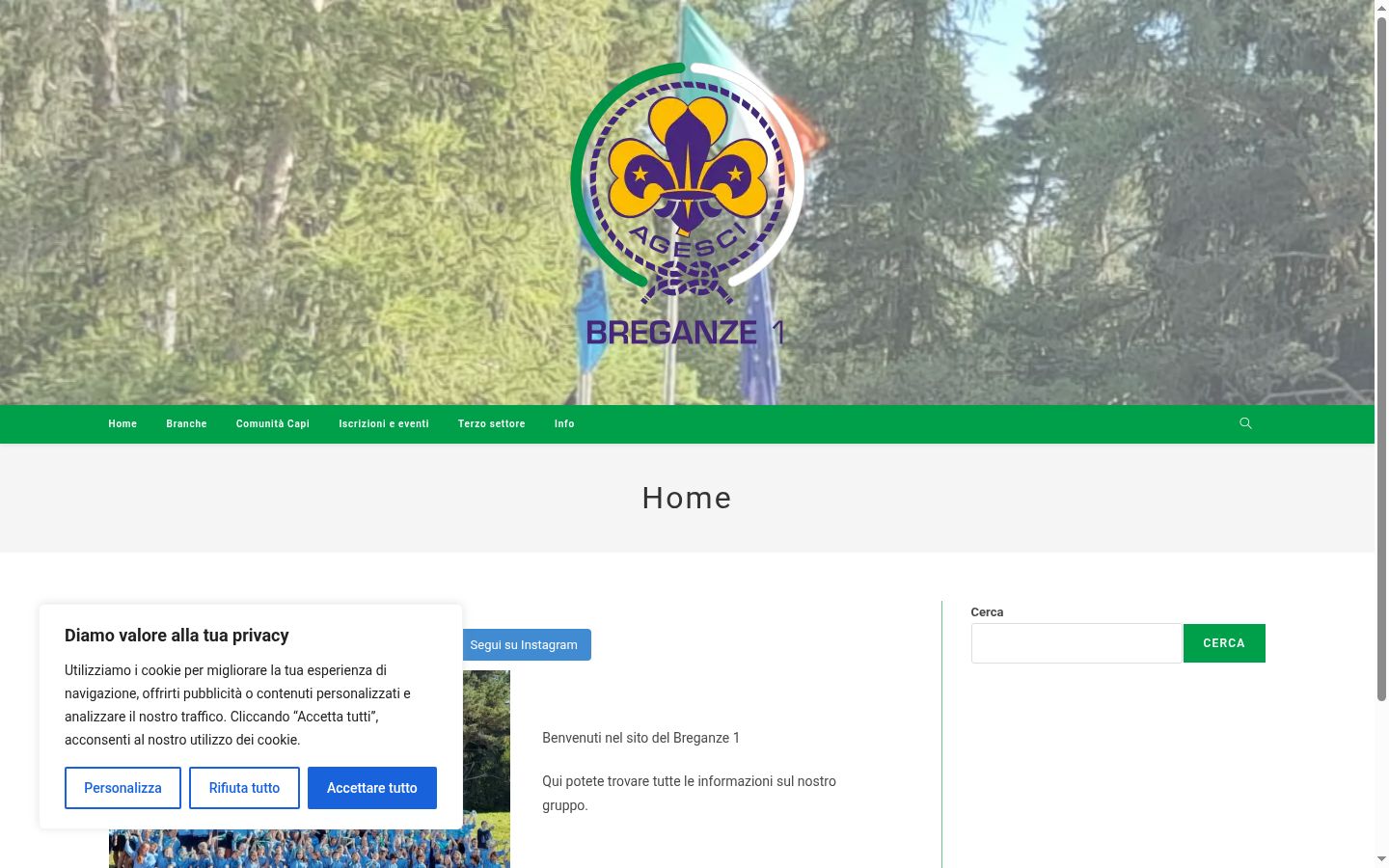 Screenshot des Einwilligungsbanners vor jeglicher Interaktion