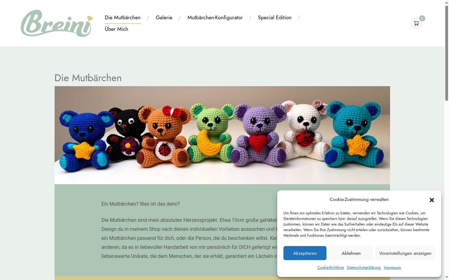Screenshot des Einwilligungsbanners vor jeglicher Interaktion