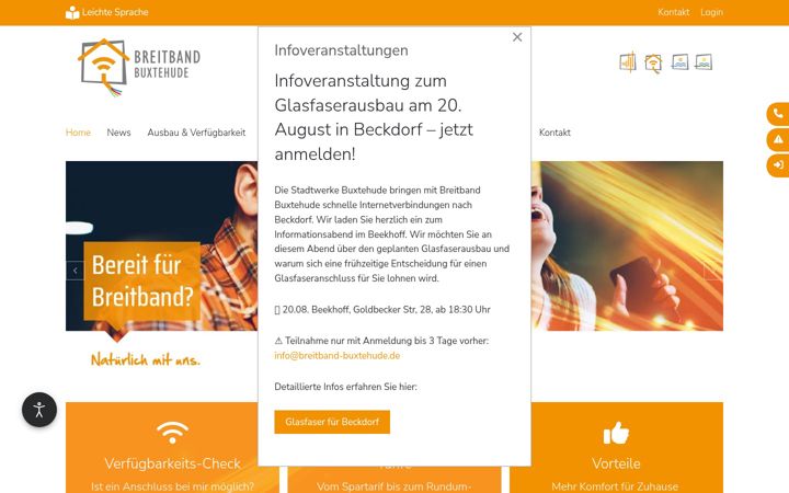 Screenshot of breitband-buxtehude.de
