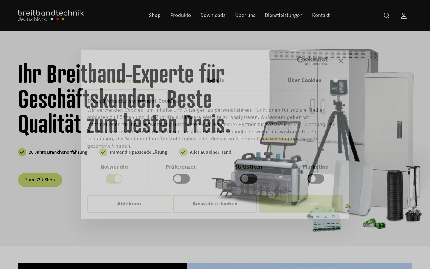Screenshot van de toestemmingsbanner zoals getoond vóór enige interactie