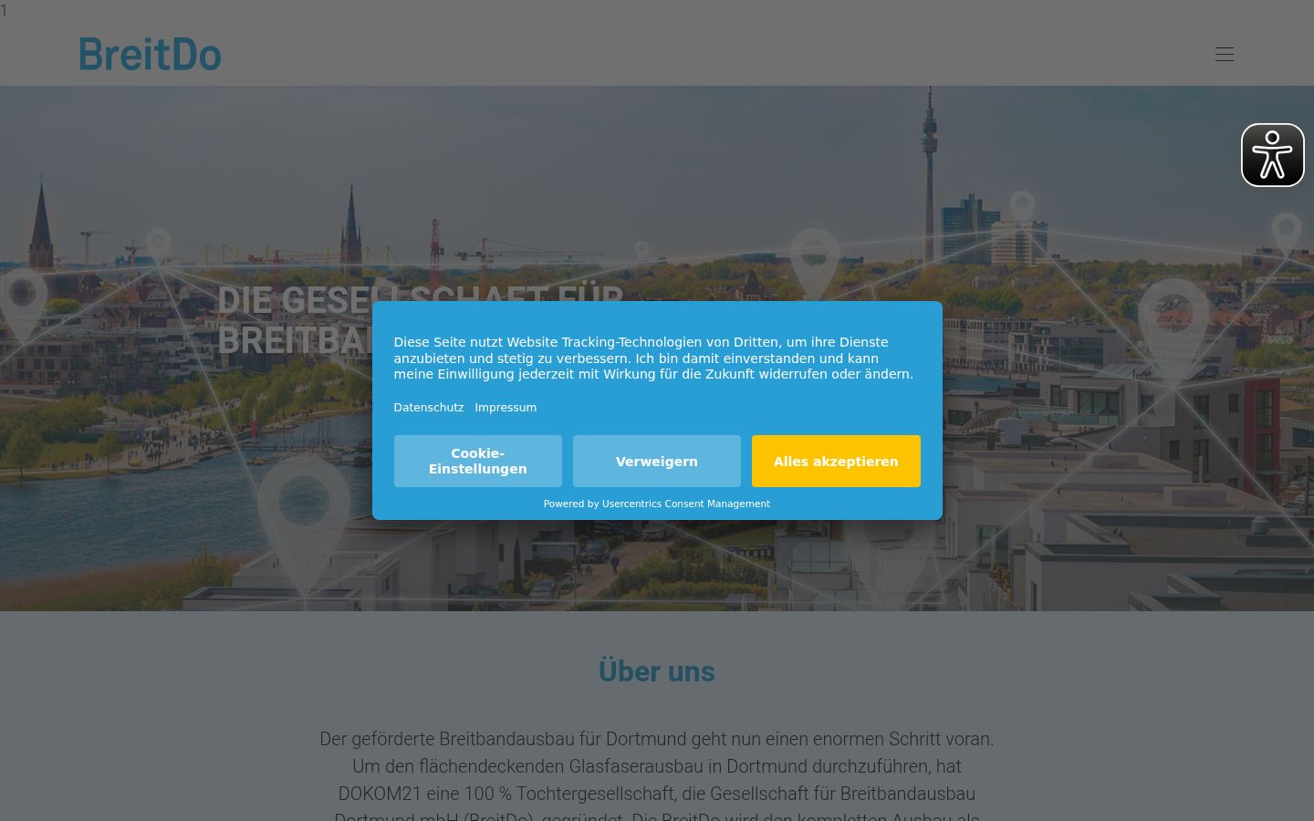 Screenshot del banner di consenso mostrato prima di qualsiasi interazione