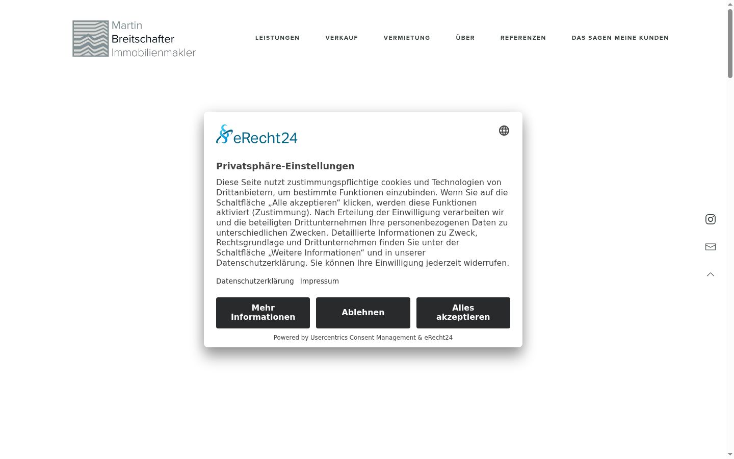 Screenshot of the consent banner shown before any interaction