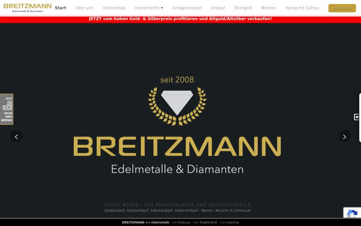 Screenshot of breitzmann-edelmetalle.de