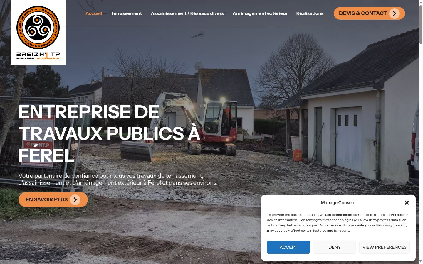 Capture d'écran de la bannière de consentement affichée avant toute interaction