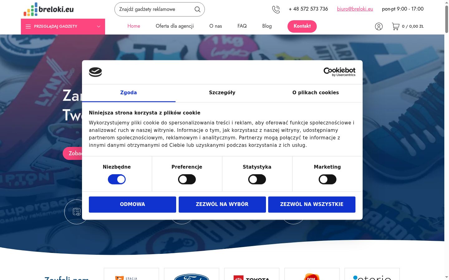Posnetek zaslona pasice za privolitev, prikazane pred kakršno koli interakcijo