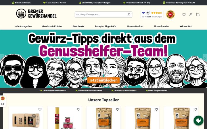 Screenshot of bremer-gewuerzhandel.de