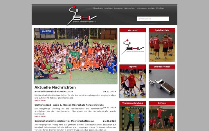 Screenshot of bremer-handballverband.de