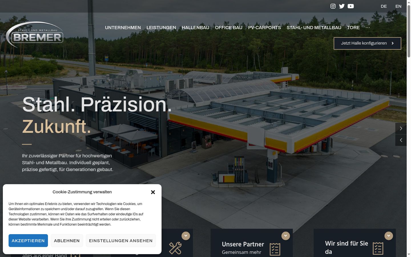 Screenshot des Einwilligungsbanners vor jeglicher Interaktion