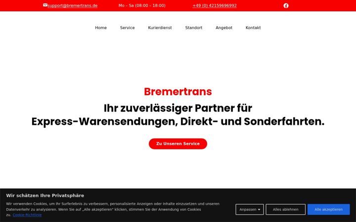 Screenshot of bremertrans.de