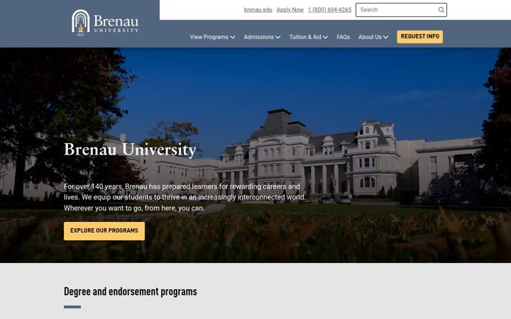 Screenshot of brenauprograms.com