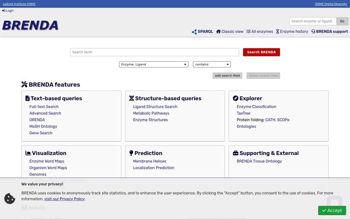 Screenshot of brenda-enzymes.org