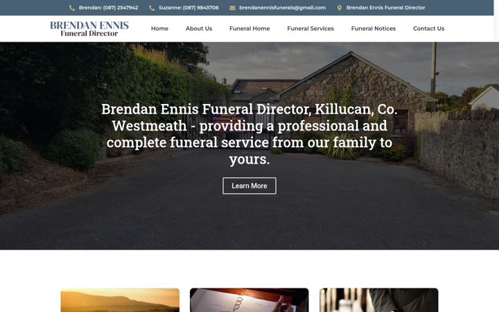 Captură de ecran a brendanennisfunerals.ie