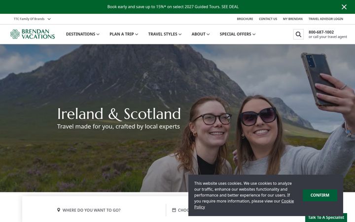 Screenshot of brendanvacations.com