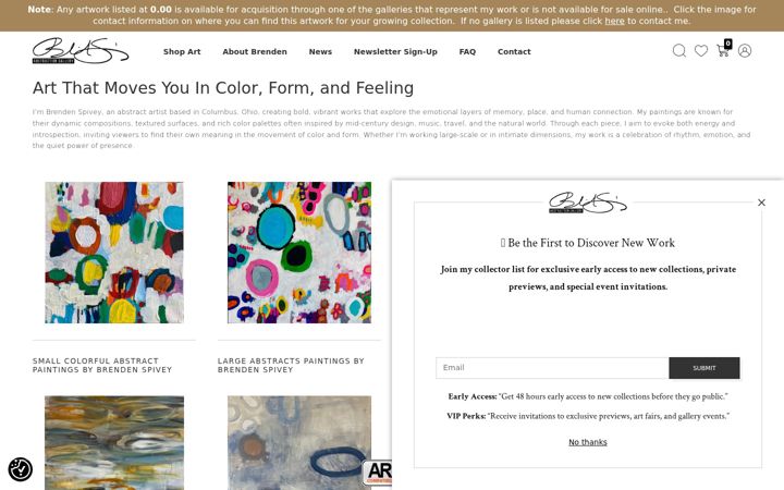 Screenshot of brendenspiveyart.com
