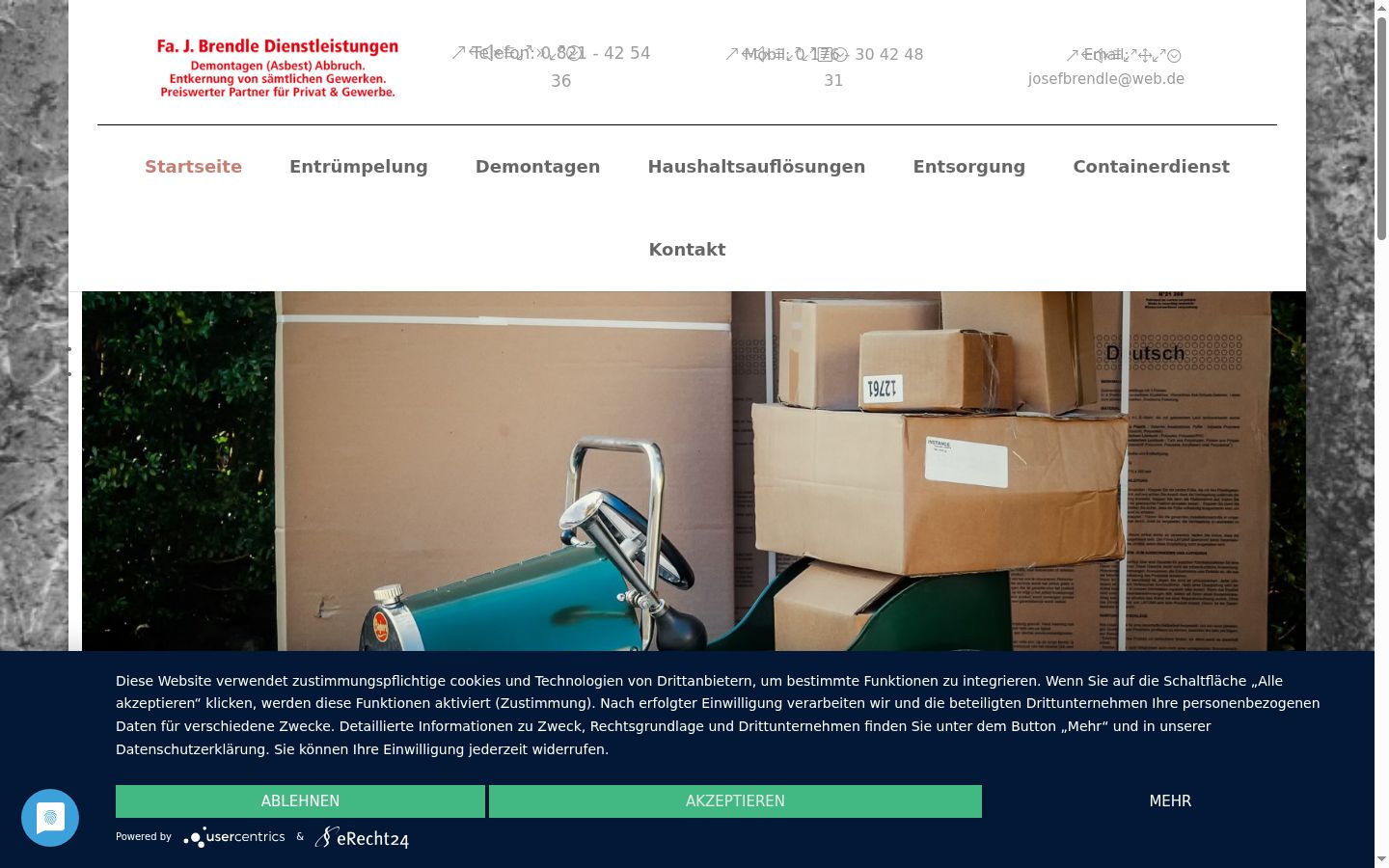 Skärmbild av samtyckesbannern som visades före någon interaktion
