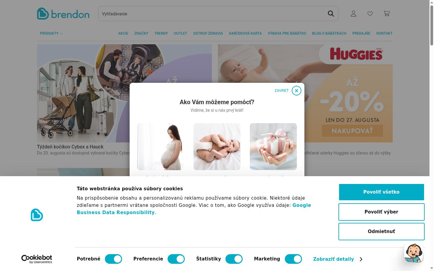 Sutikimo reklamjuostės, rodytos prieš bet kokią sąveiką, ekrano kopija