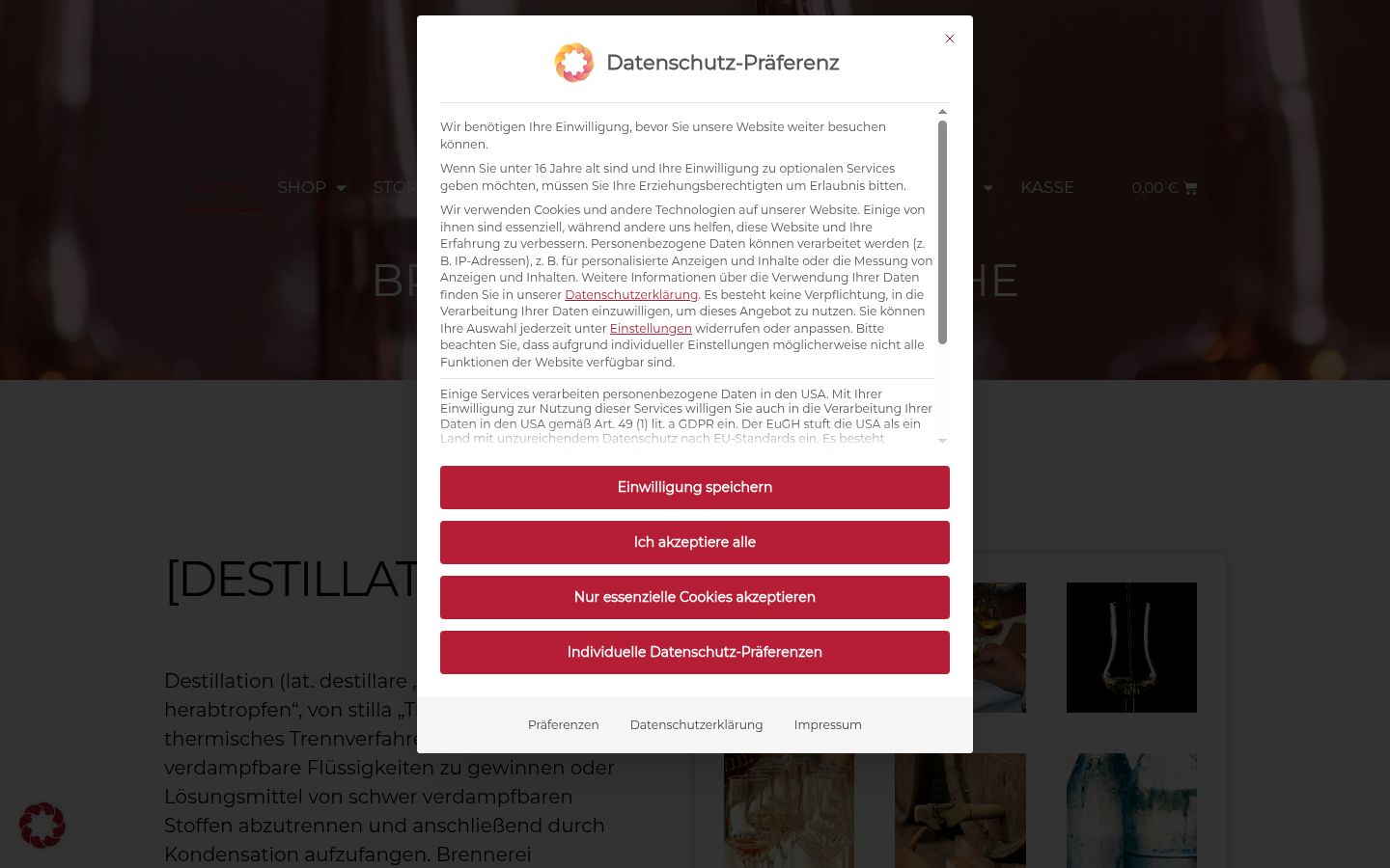 Screenshot des Einwilligungsbanners vor jeglicher Interaktion