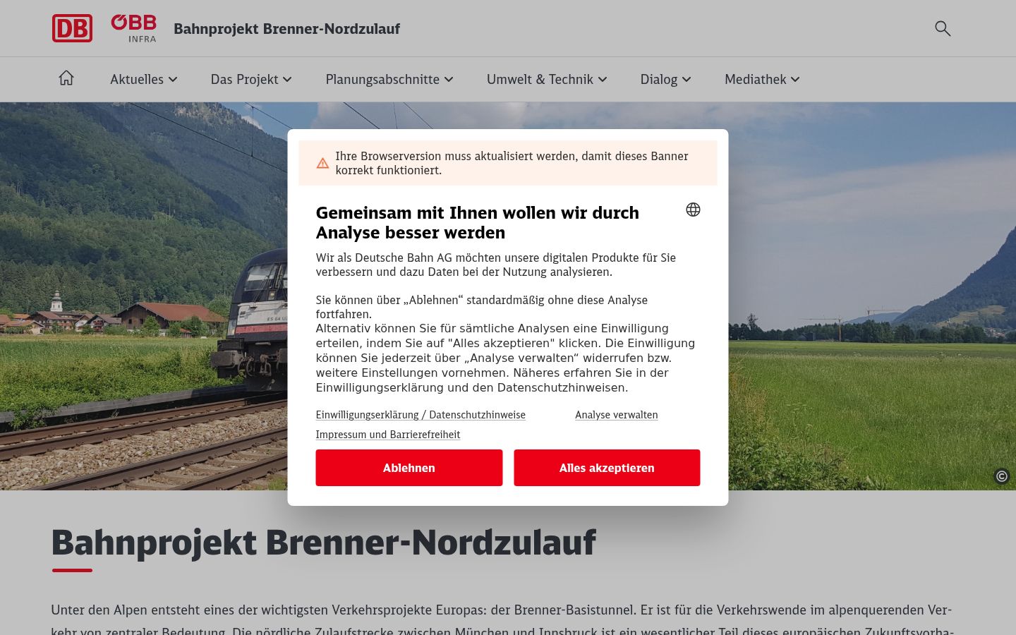 Screenshot tal-banner tal-kunsens muri qabel kwalunkwe interazzjoni