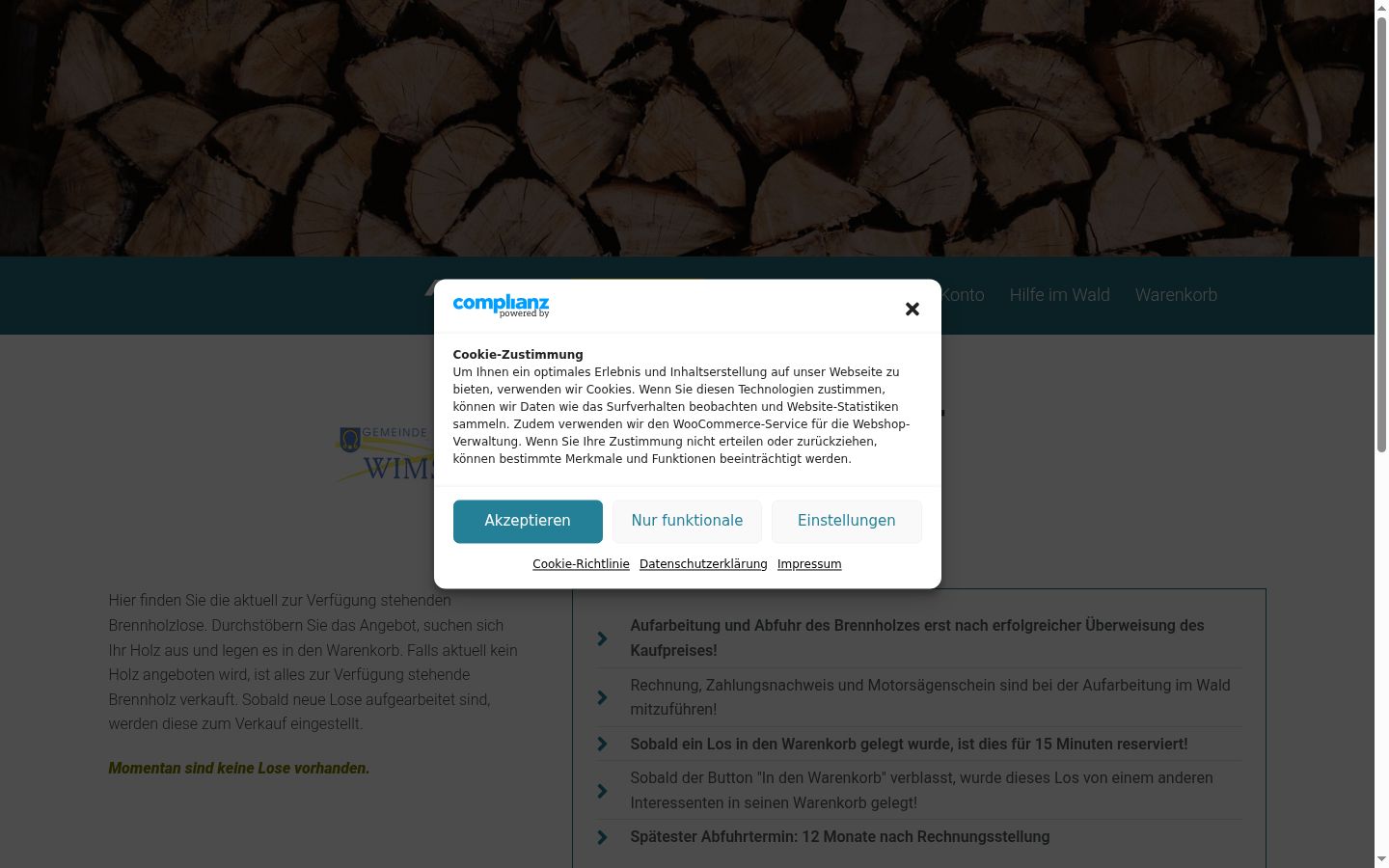 Captura de ecrã do banner de consentimento apresentado antes de qualquer interação