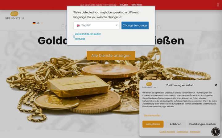 Kuvakaappaus sivustosta brennstein-ankauf.de