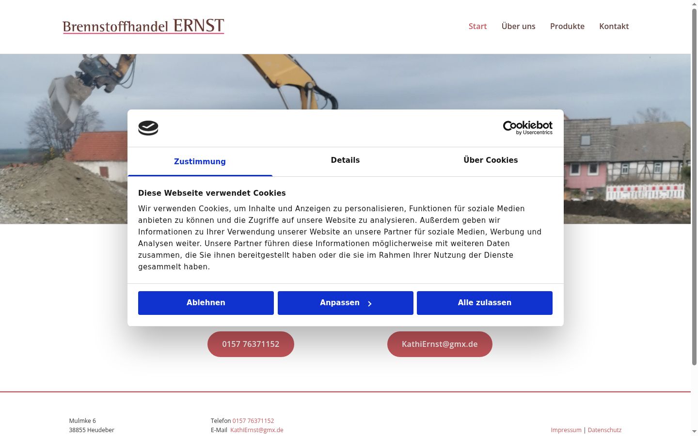 Screenshot des Einwilligungsbanners vor jeglicher Interaktion