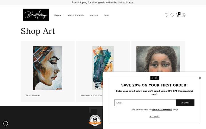 Screenshot of brentanthonystudios.com
