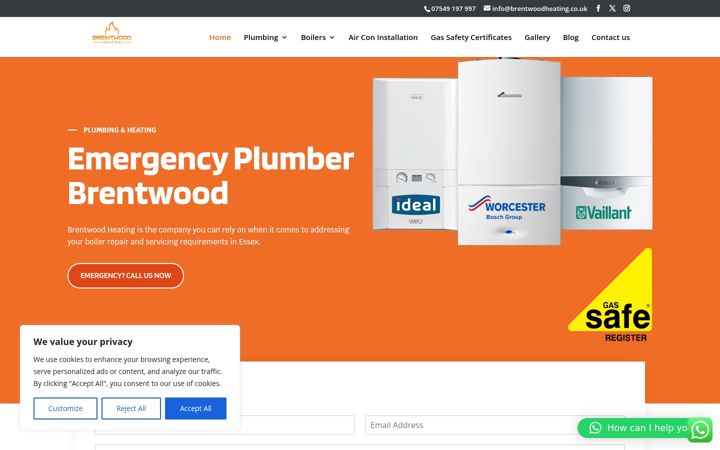 Screenshot of brentwoodheating.co.uk