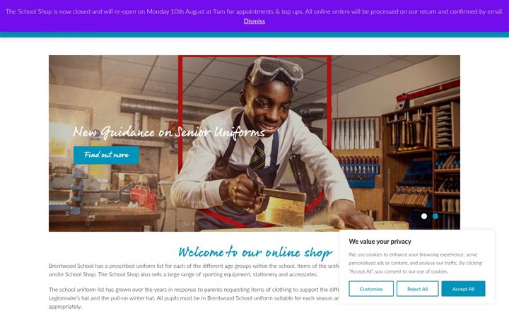 Screenshot ta' brentwoodschoolshop.co.uk