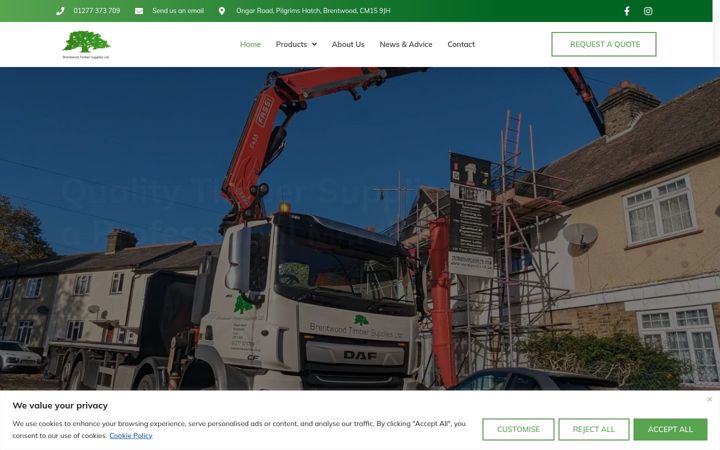 Screenshot of brentwoodtimber.co.uk