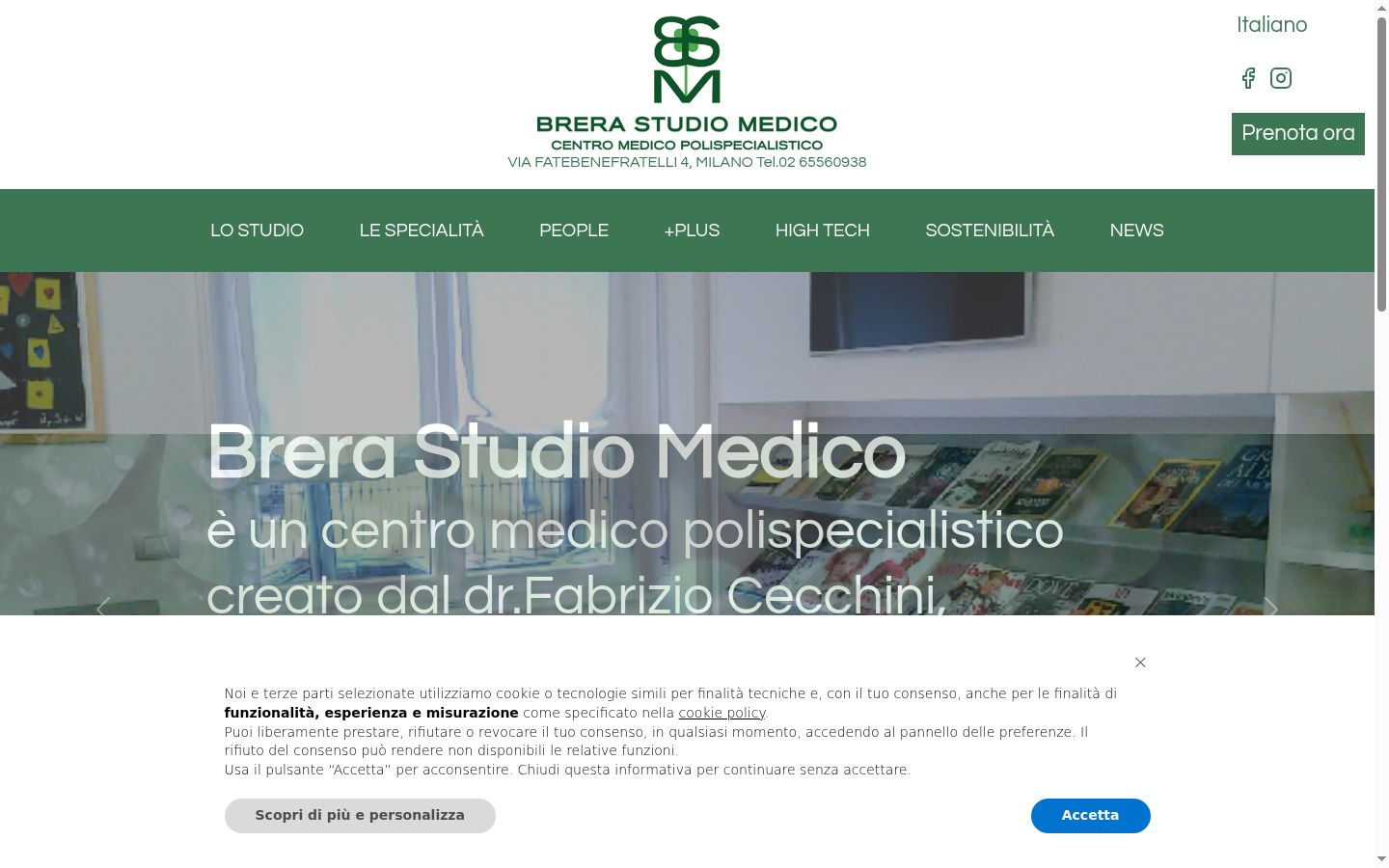 Screenshot del banner di consenso mostrato prima di qualsiasi interazione