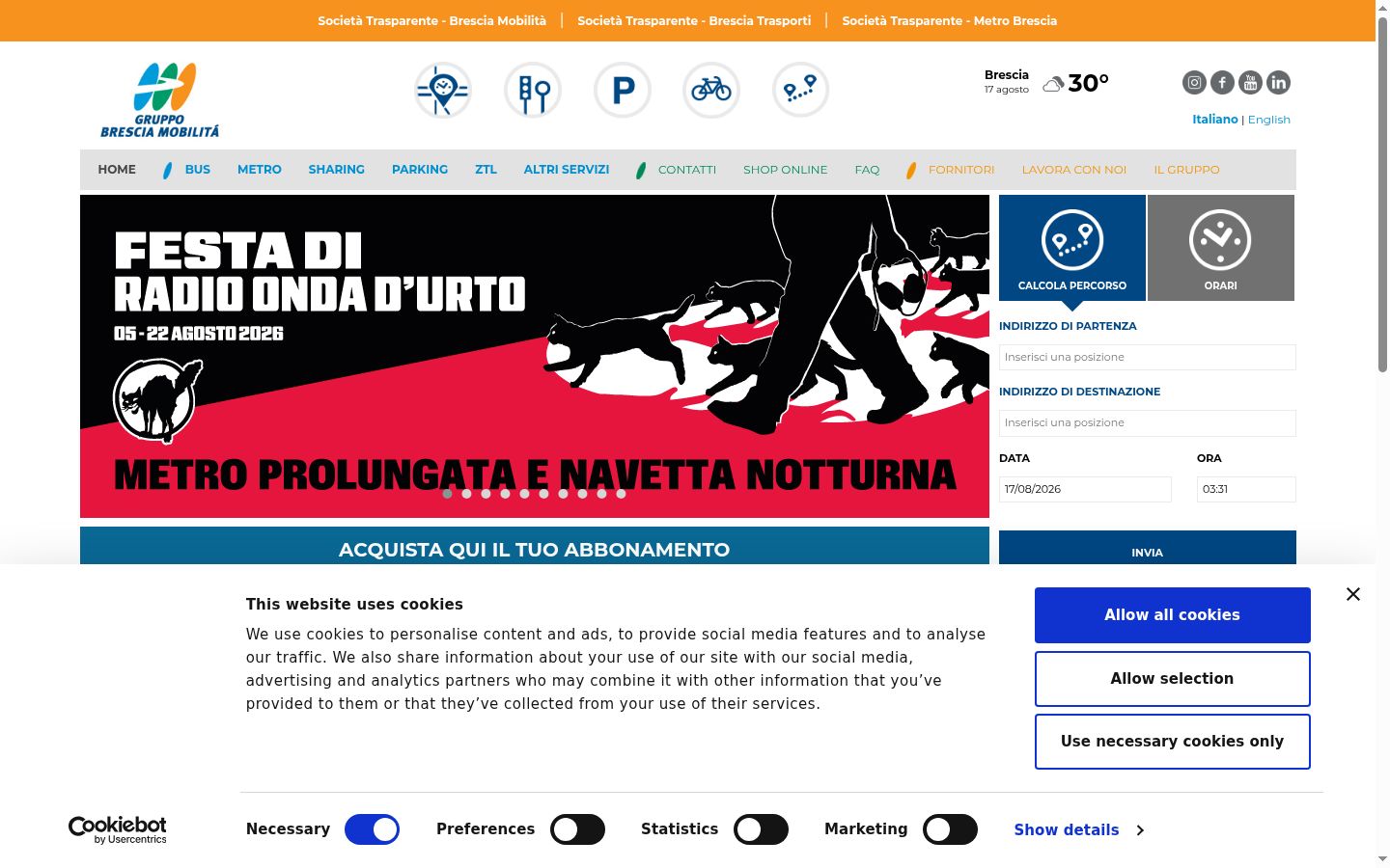 Screenshot of the consent banner shown before any interaction