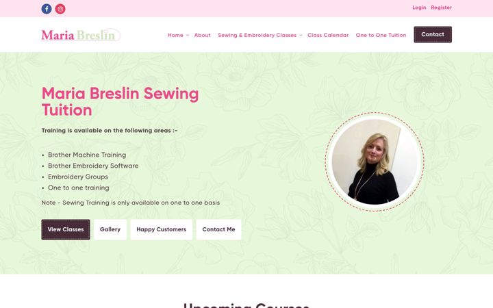 Screenshot of breslinsewingcourses.co.uk