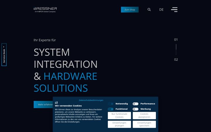 Screenshot van bressner.de