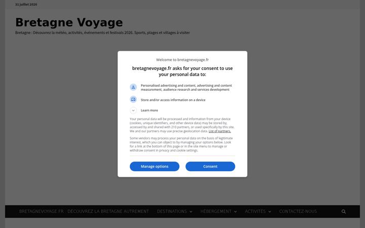 Snímek obrazovky bretagnevoyage.fr