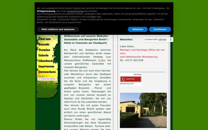 Screenshot of brettlhuette.de