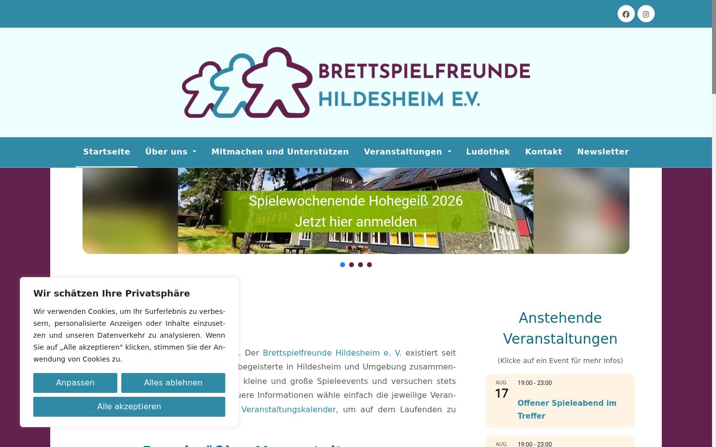 Screenshot of the consent banner shown before any interaction
