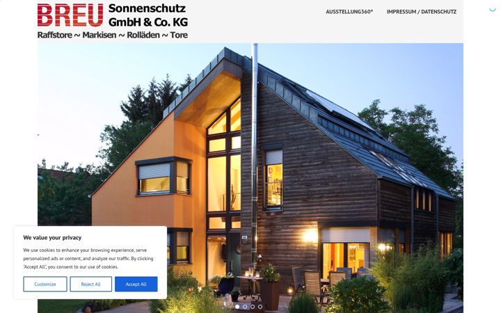 Snimka zaslona za breu-sonnenschutz.net