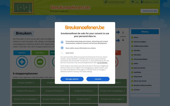 Screenshot of breukenoefenen.be