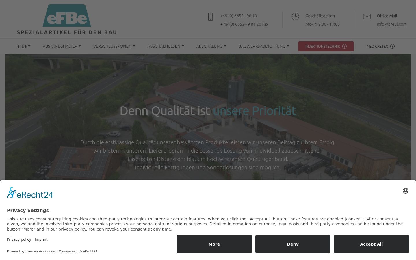 Screenshot of the consent banner shown before any interaction