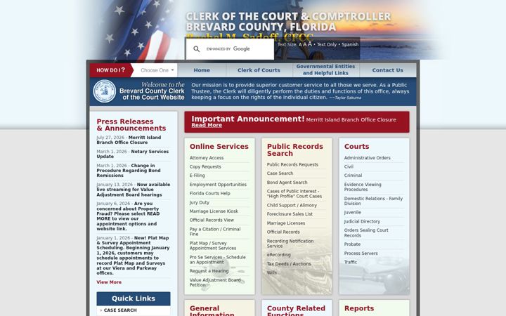 Screenshot of brevardclerk.us